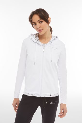 Carica immagine in Galleria Viewer, Felpa FREDDY donna leggera con zip e cappuccio grafica floreale