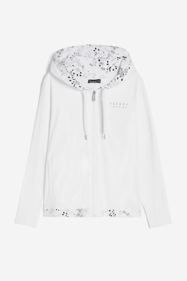 Carica immagine in Galleria Viewer, Felpa FREDDY donna leggera con zip e cappuccio grafica floreale