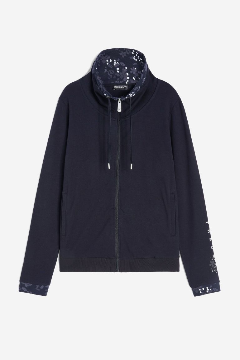 Carica immagine in Galleria Viewer, Felpa FREDDY leggera con zip e collo alto con interno grafica floreale