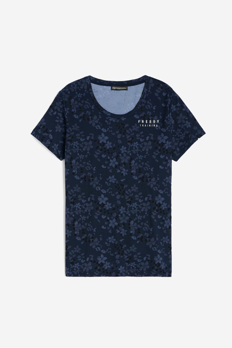 Carica immagine in Galleria Viewer, T-shirt comfort FREDDY in jersey leggero stampa floreale allover