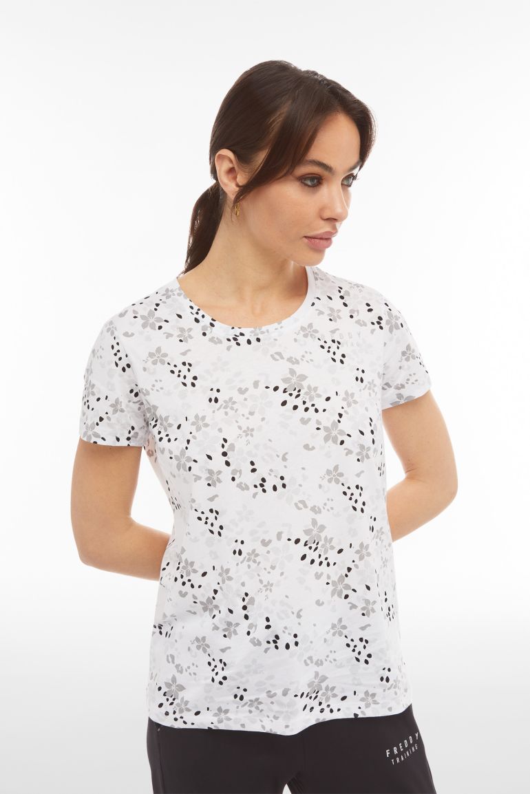 Carica immagine in Galleria Viewer, T-shirt comfort FREDDY in jersey leggero stampa floreale allover