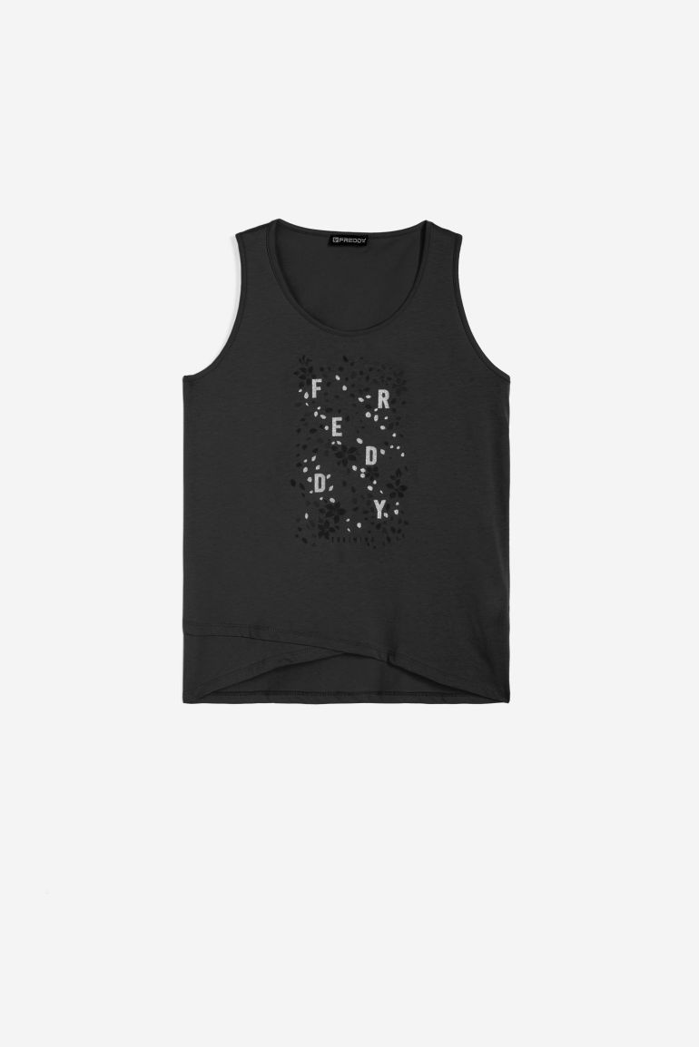 Carica immagine in Galleria Viewer, Canotta donna fondo a incrocio e stampa floreale