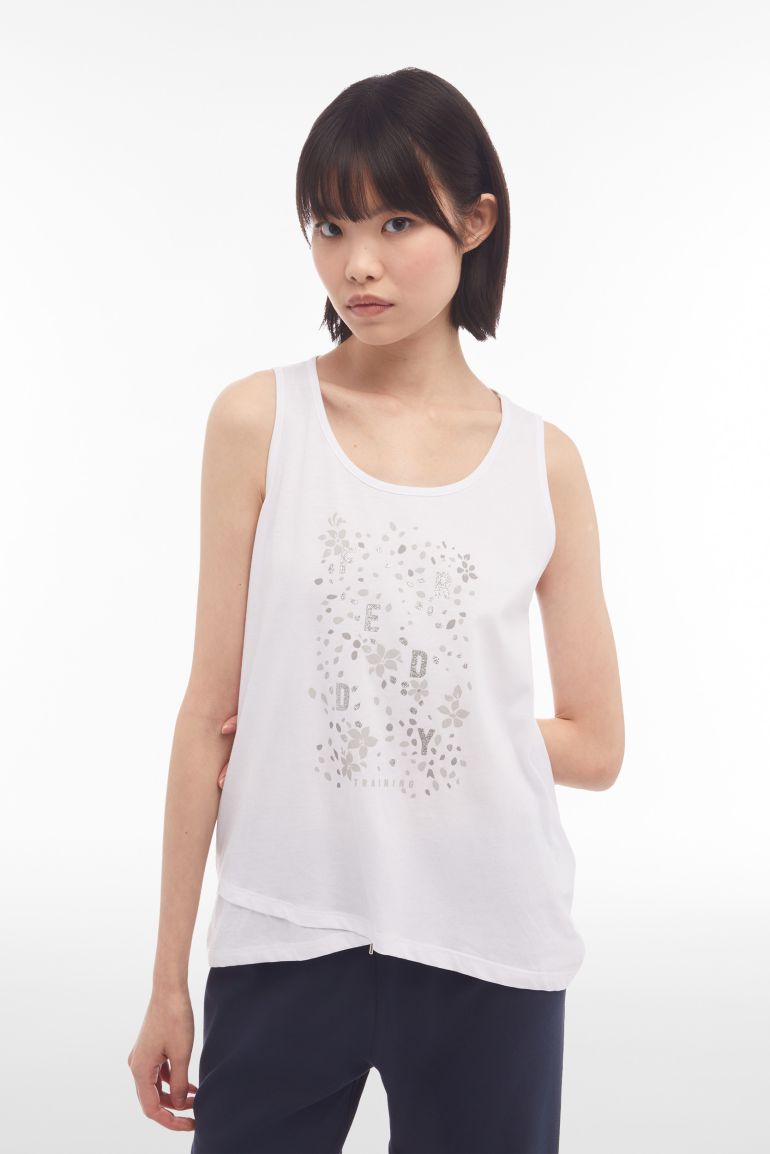 Carica immagine in Galleria Viewer, Canotta donna fondo a incrocio e stampa floreale