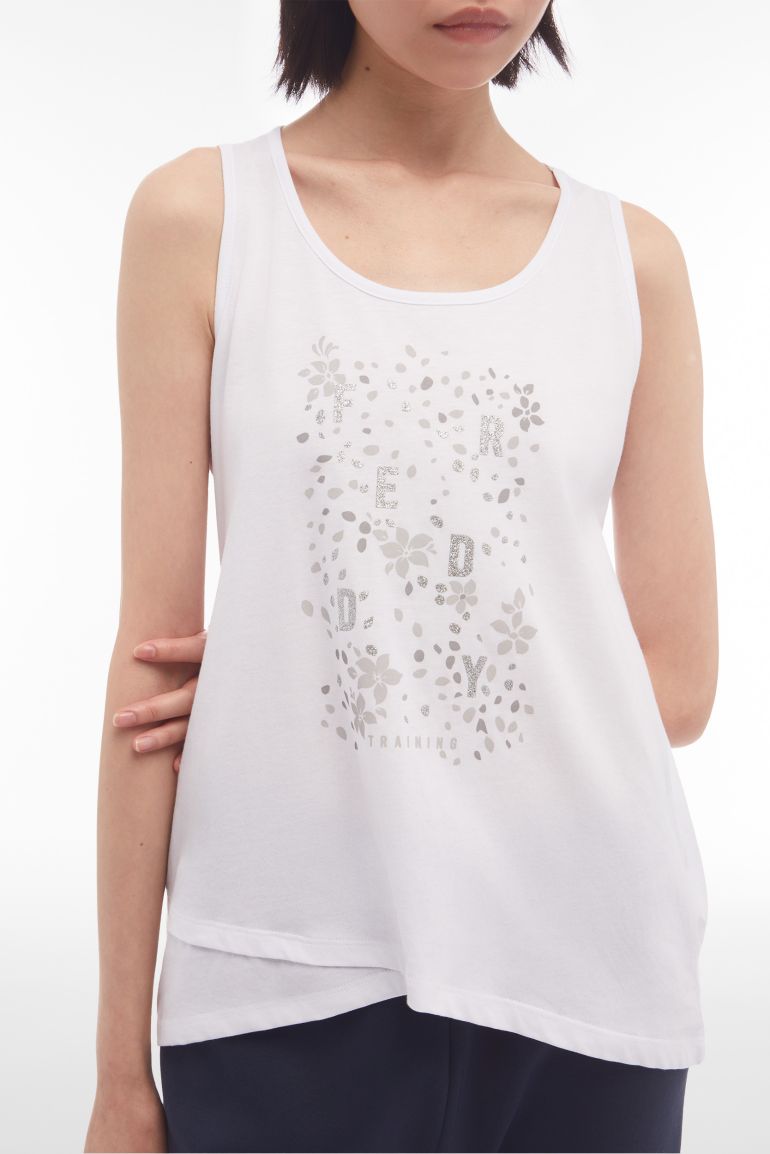 Carica immagine in Galleria Viewer, Canotta donna fondo a incrocio e stampa floreale