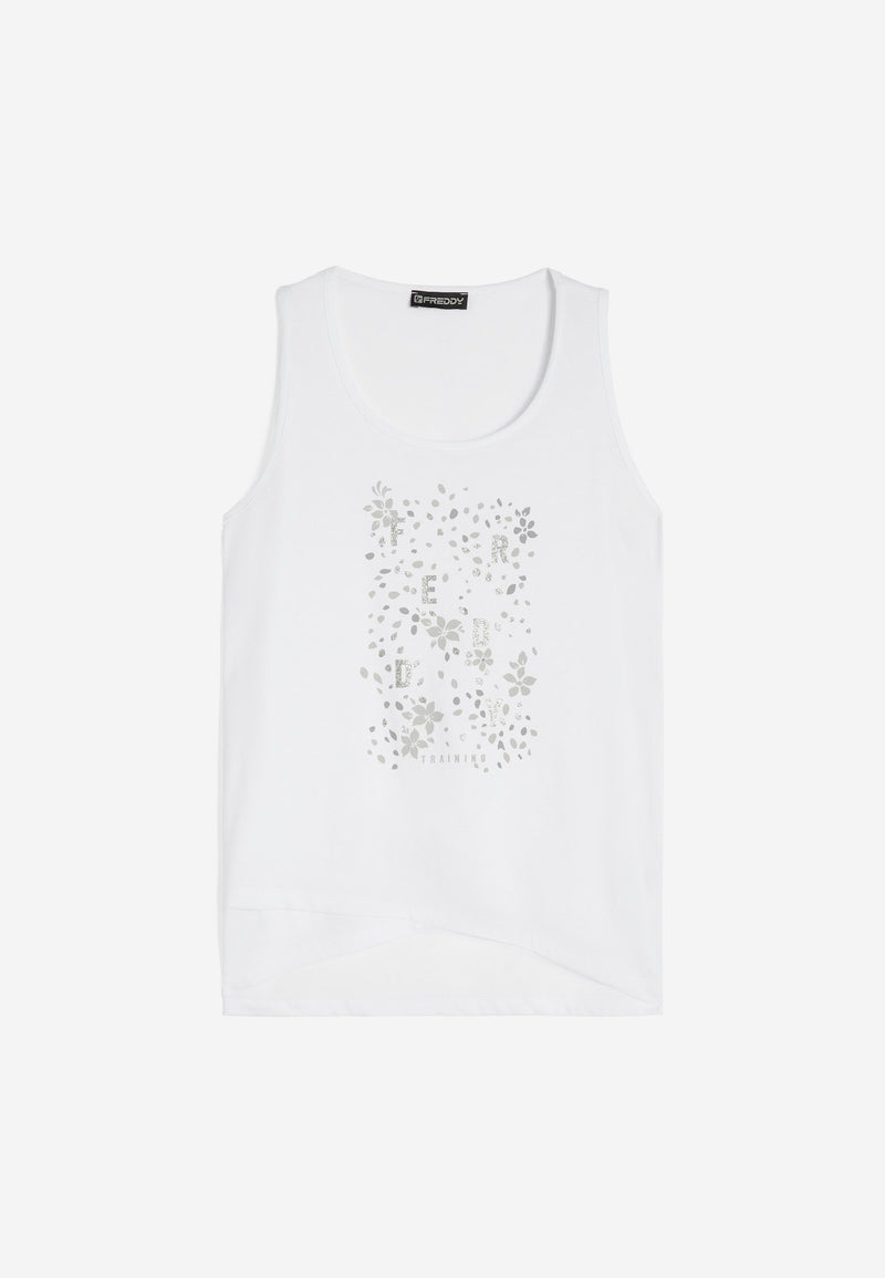 Carica immagine in Galleria Viewer, Canotta donna fondo a incrocio e stampa floreale