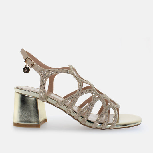Sandali tacco lavorazione fascia strass