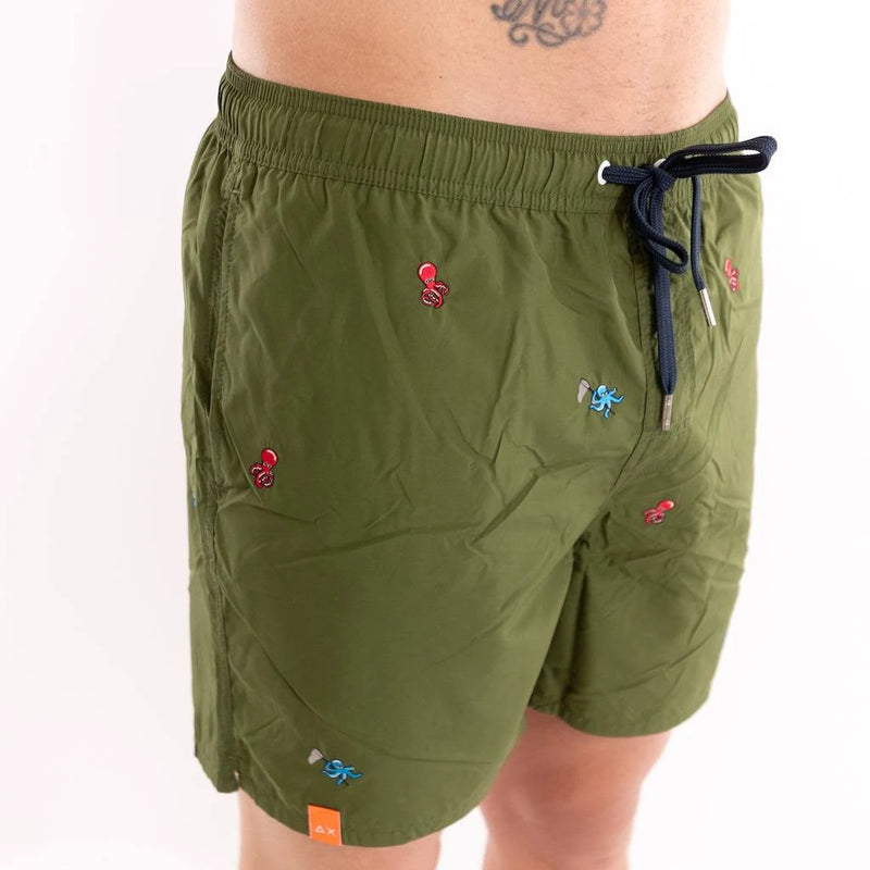 Carica immagine in Galleria Viewer, Boxer mare verde scuro check con ricami