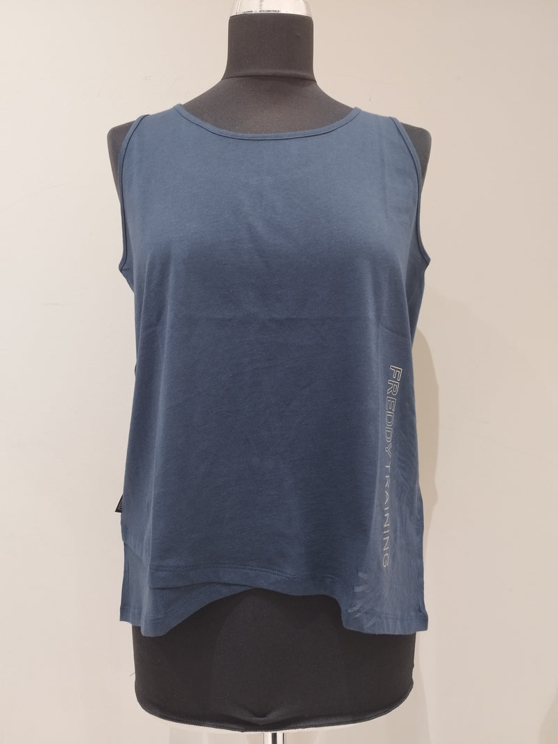 Carica immagine in Galleria Viewer, Canotta con fondo incrociato stampa foliage e lettering