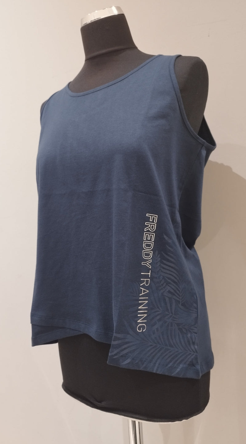 Carica immagine in Galleria Viewer, Canotta con fondo incrociato stampa foliage e lettering