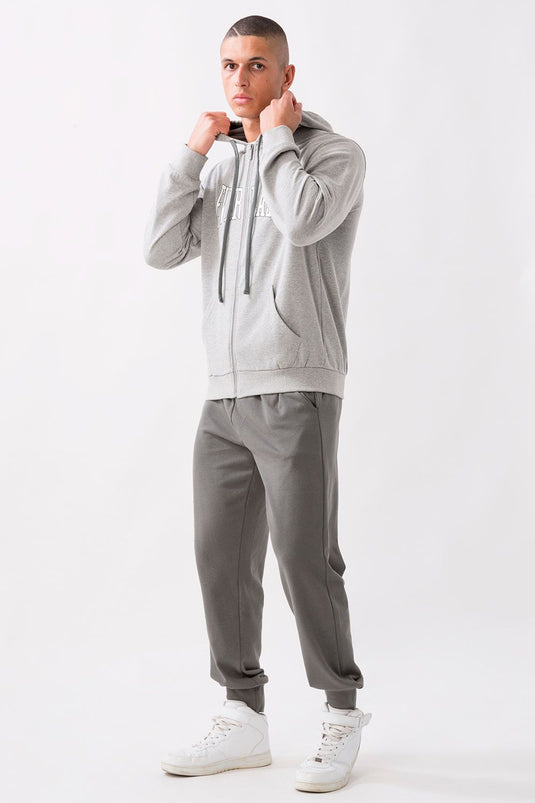 TUTA IN JERSEY CON GIACCA FULL ZIP E CAPPUCCIO