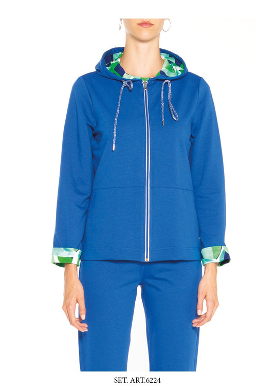 TUTA DONNA F9 BLUETTE FULL ZIP CON CAPPUCCIO