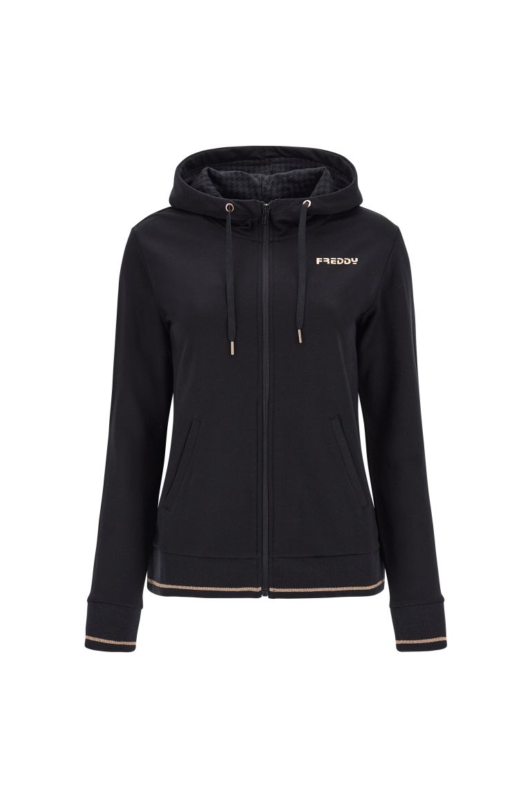 Carica immagine in Galleria Viewer, Felpa FREDDY interno cappuccio pied de poule e rifiniture color rame