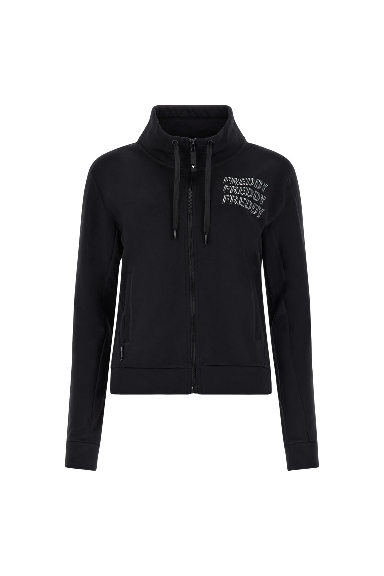 Carica immagine in Galleria Viewer, Felpa FREDDY comfort full zip con grafica in strass