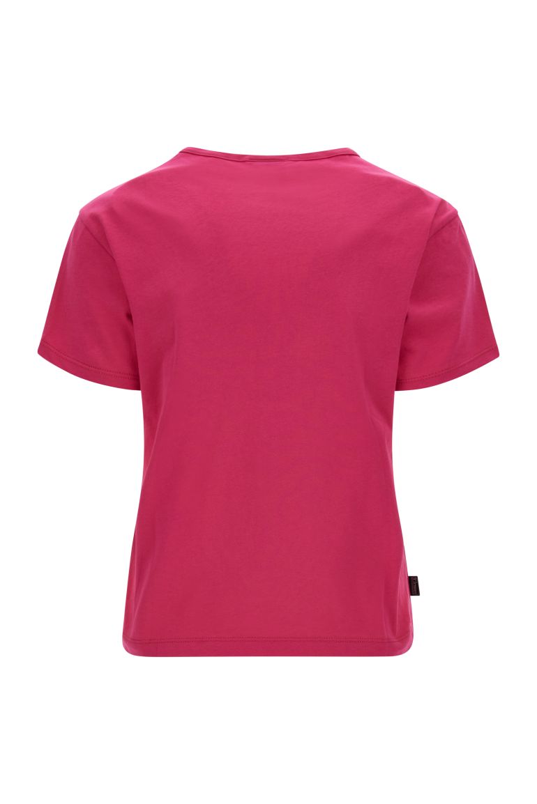 Carica immagine in Galleria Viewer, T-shirt FREDDY cropped con grafica MOV strass e nero lucido