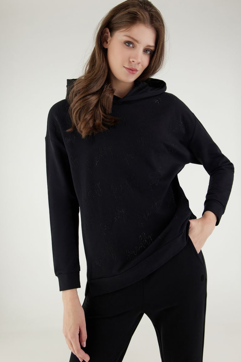 Carica immagine in Galleria Viewer, Felpa FREDDY con cappuccio e stampa effetto strass