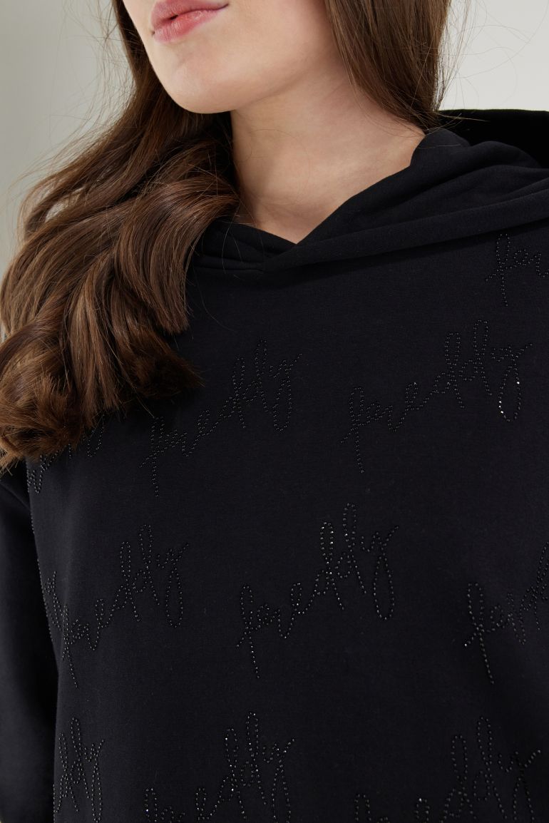 Carica immagine in Galleria Viewer, Felpa FREDDY con cappuccio e stampa effetto strass