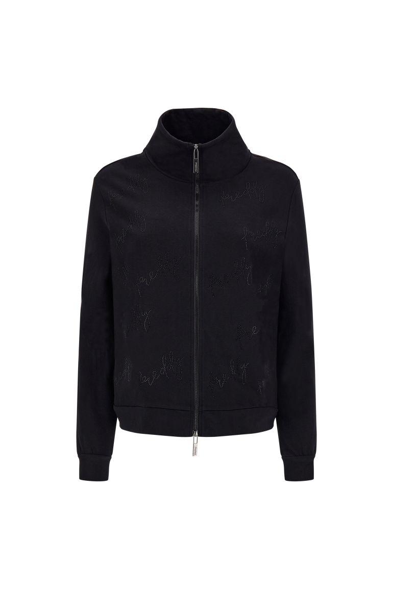 Carica immagine in Galleria Viewer, Felpa FREDDY comfort con zip e stampa Freddy effetto strass