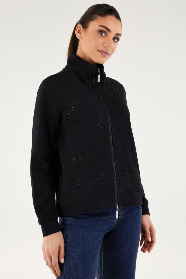 Carica immagine in Galleria Viewer, Felpa FREDDY comfort con zip e stampa Freddy effetto strass