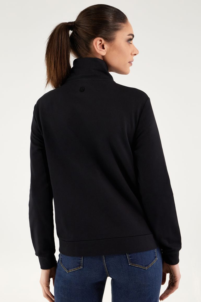 Carica immagine in Galleria Viewer, Felpa FREDDY comfort con zip e stampa Freddy effetto strass