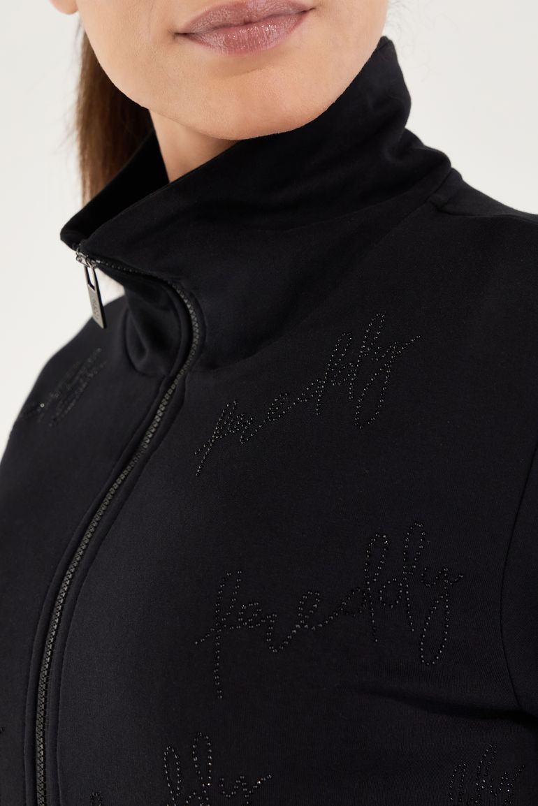 Carica immagine in Galleria Viewer, Felpa FREDDY comfort con zip e stampa Freddy effetto strass