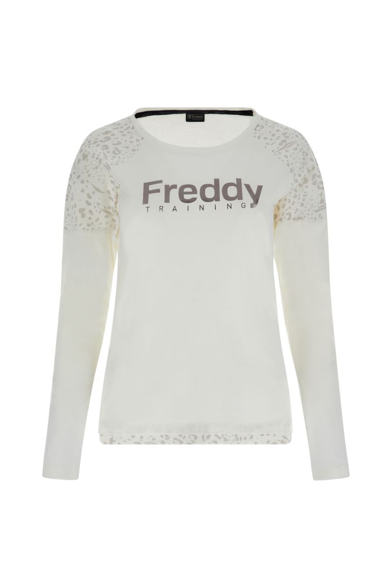 Carica immagine in Galleria Viewer, T-shirt FREDDY manica lunga comfort con stampa animalier e metal gun