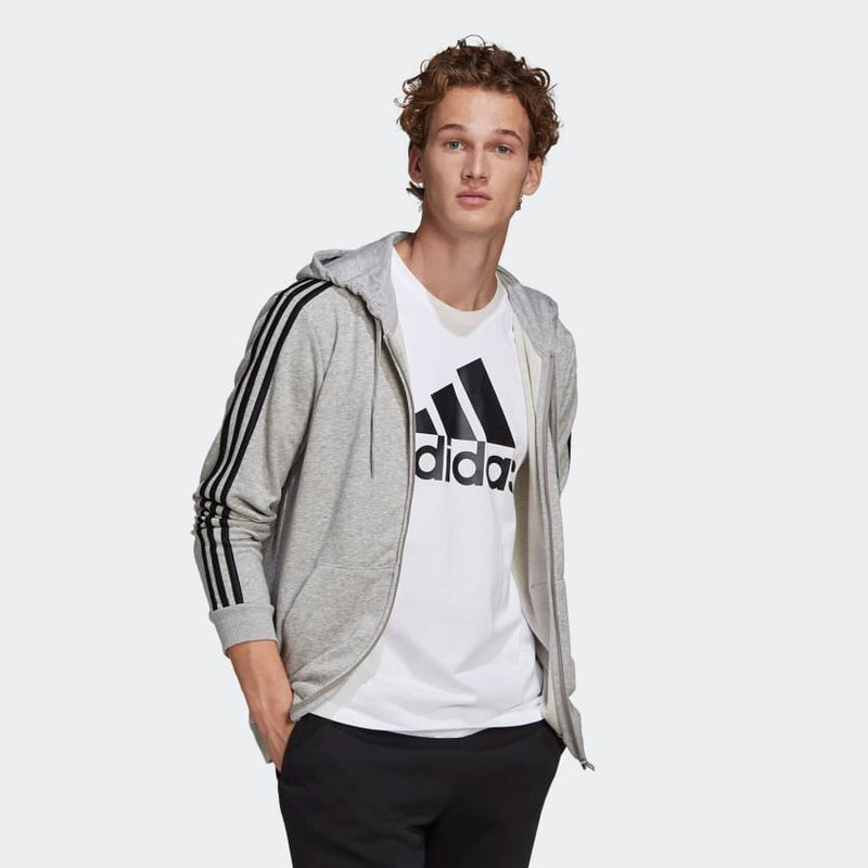 Carica immagine in Galleria Viewer, FELPA CON CAPPUCCIO ESSENTIALS FRENCH TERRY 3-STRIPES FULL-ZIP