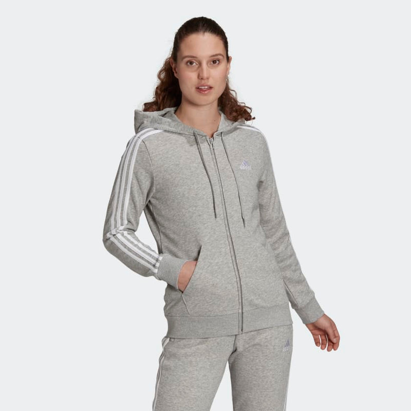 Carica immagine in Galleria Viewer, FELPA CON CAPPUCCIO ESSENTIALS FRENCH TERRY 3-STRIPES FULL-ZIP