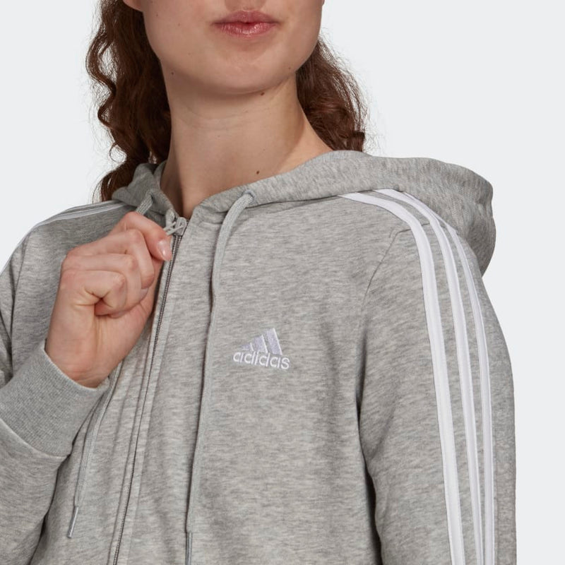 Carica immagine in Galleria Viewer, FELPA CON CAPPUCCIO ESSENTIALS FRENCH TERRY 3-STRIPES FULL-ZIP