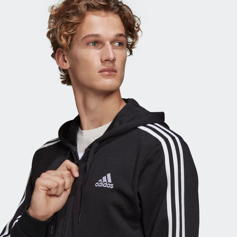 Carica immagine in Galleria Viewer, FELPA CON CAPPUCCIO ESSENTIALS FRENCH TERRY 3-STRIPES FULL-ZIP