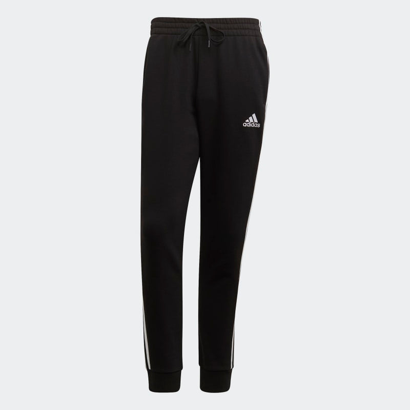 Carica immagine in Galleria Viewer, PANTALONI ESSENTIALS FLEECE TAPERED CUFF 3-STRIPES Black / White