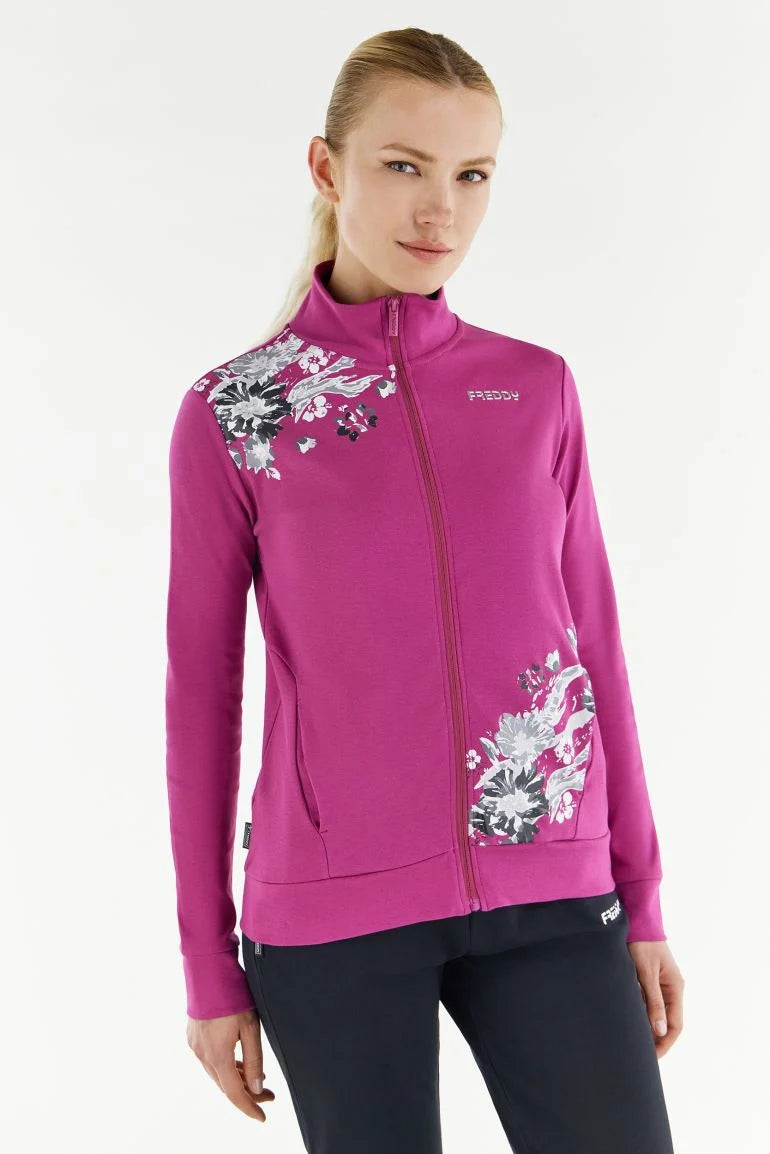 Carica immagine in Galleria Viewer, Tuta sportiva con stampa floreale grigio e argento