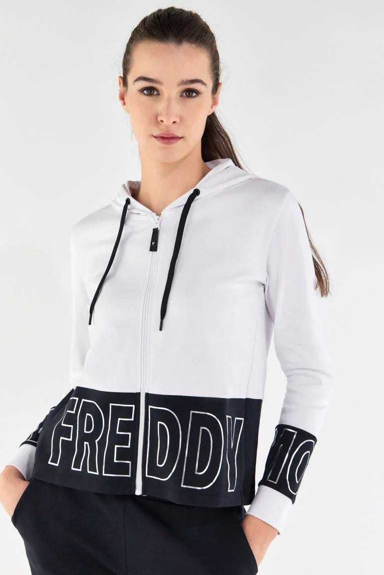 Carica immagine in Galleria Viewer, Tuta comfort color block e stampa FREDDY MOV. argento