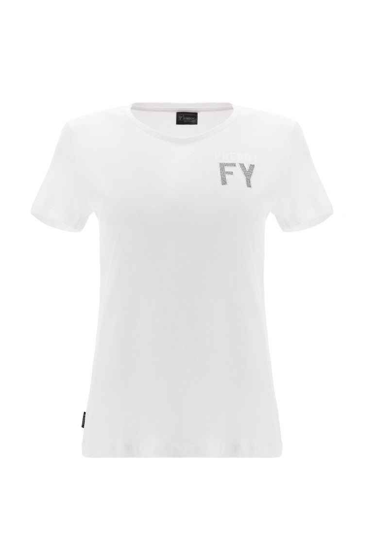 Carica immagine in Galleria Viewer, T-shirt con grafica in strass cristallo e glitter rosa o bianco