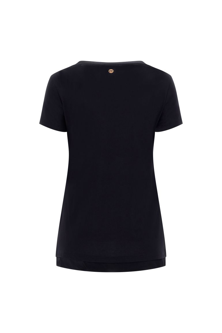 Carica immagine in Galleria Viewer, T-shirt in jersey modal con maxi stampa e inserto in satin