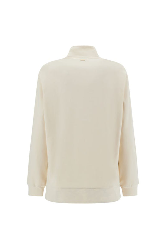 Felpa con bordature zip e interno del fondo in toni beige