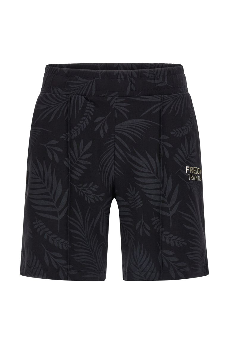 Carica immagine in Galleria Viewer, Bermuda in jersey stampa foliage tropicale all over