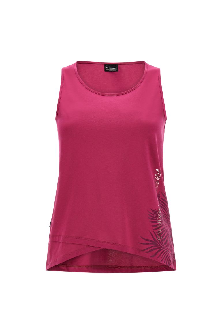 Carica immagine in Galleria Viewer, Canotta con fondo incrociato stampa foliage e lettering