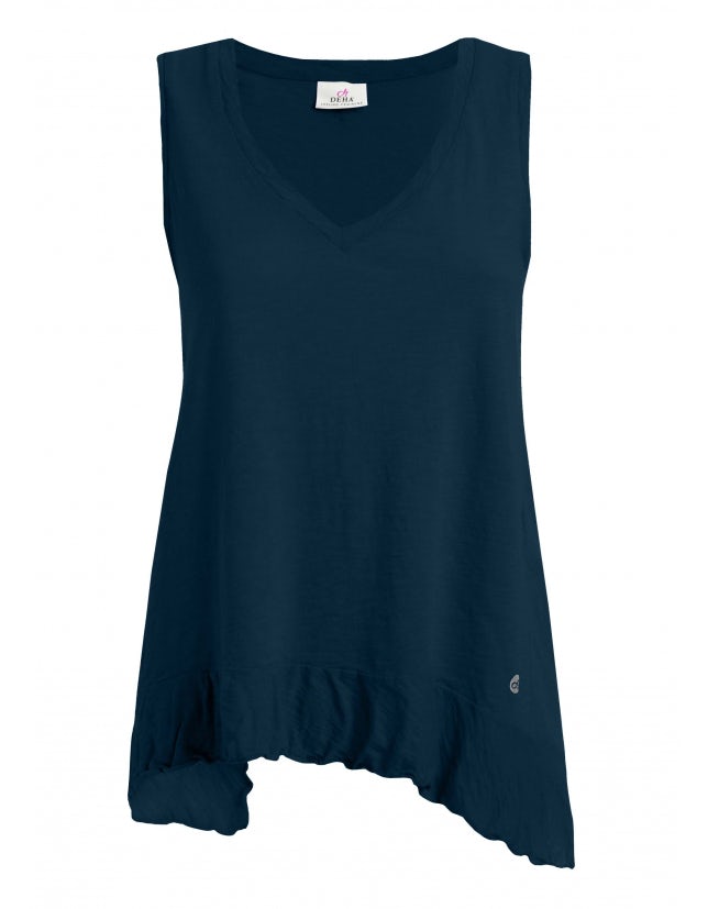 Carica immagine in Galleria Viewer, CANOTTA CON BALZA IN JERSEY FIAMMATO