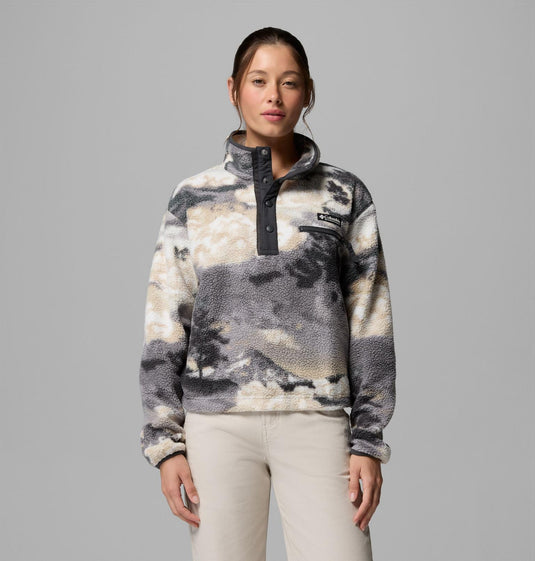 Pile cropped stampato con abbottonatura corta a pressione Helvetia™ II da donna