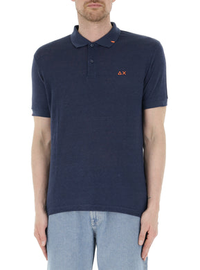 POLO UOMO SUN68 LINEN SOLID NAVY BLUE