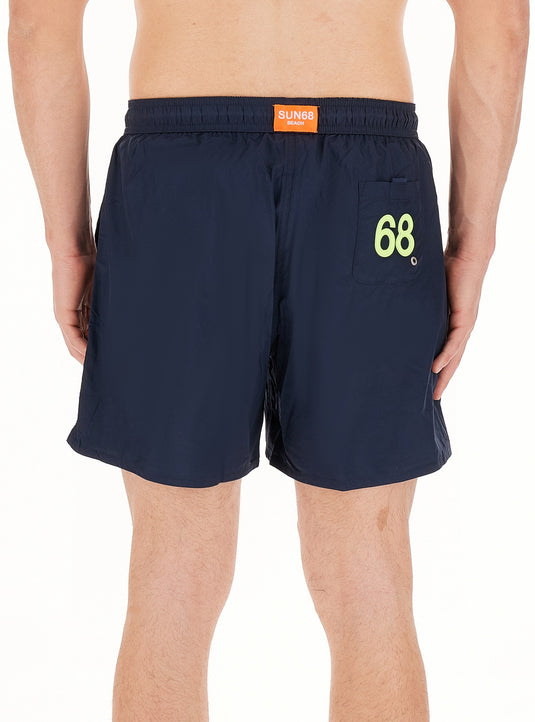 COSTUME UOMO SUN68 BLU CON LOGO FLUO