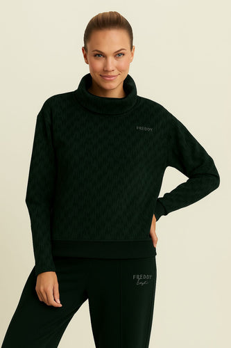 Felpa comfort fit fantasia all-over con fondo sovrapposto