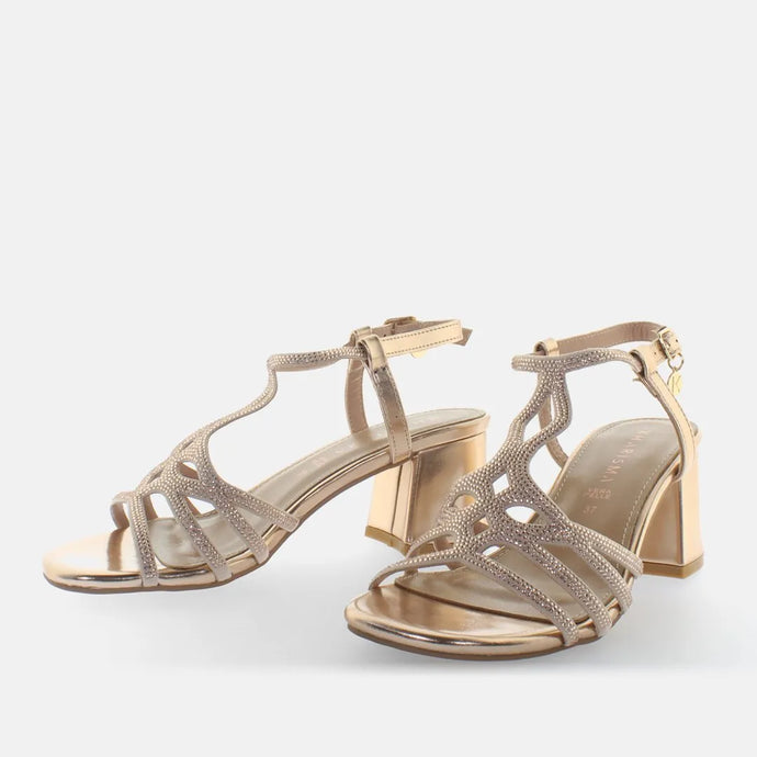 Sandali tacco lavorazione fascia strass