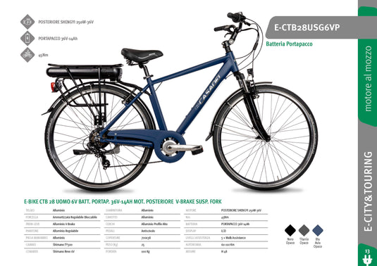 Bicicletta elettrica CTB 28 uomini 6V Batt. Portap.  36V-14AH