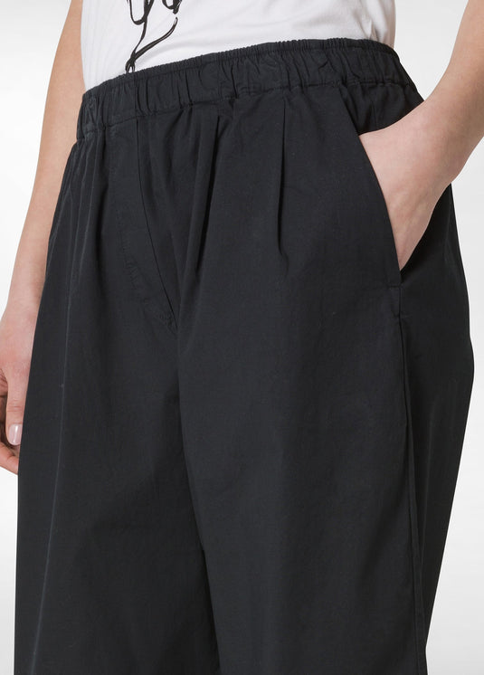 PANTALONE RELAXED IN POPELINE NERO