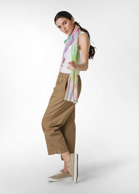 PANTALONE RELAXED IN POPELINE MARRONE