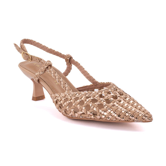 Décolleté slingback intrecciate nude