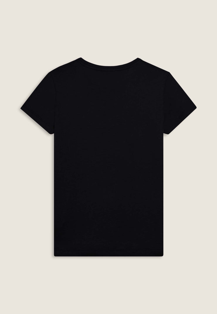 Carica immagine in Galleria Viewer, T-shirt donna con mini spacchi laterali e logo in strass
