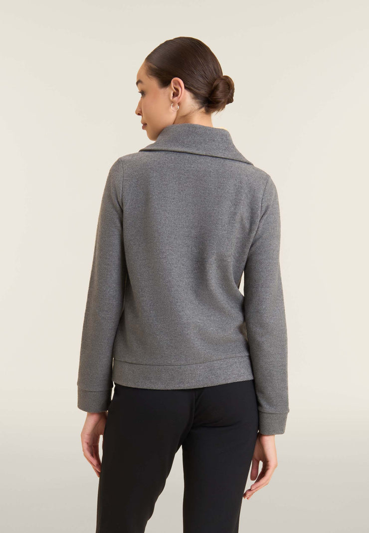 Carica immagine in Galleria Viewer, Felpa donna full-zip effetto tricot con collo alto
