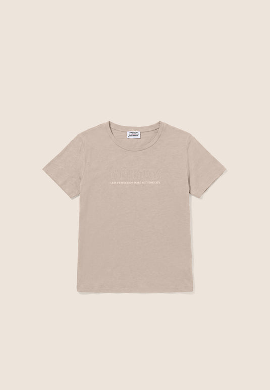 T-shirt Regular Donna con Logo Decorato da Borchie